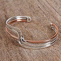 Featured review for Sterling silver and copper cuff bracelet, Copper Stream