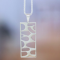 Sterling silver pendant necklace, 'Organic Form' - Modern Sterling Silver Pendant Necklace from Mexico