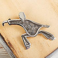 Sterling silver pendant, 'Tai Chi' - Sterling Silver Pendant of Tai Chi Figure in Action