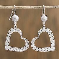 Silver filigree dangle earrings,
