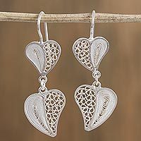 Silver filigree dangle earrings,