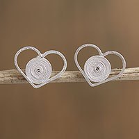 Silver filigree stud earrings,