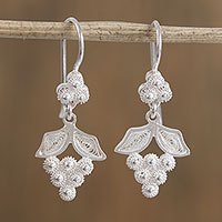 Silver filigree dangle earrings,