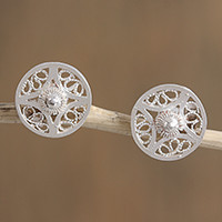 Silver filigree stud earrings,