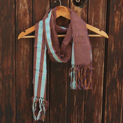 Cotton scarf, Artisan Stripes in Amber