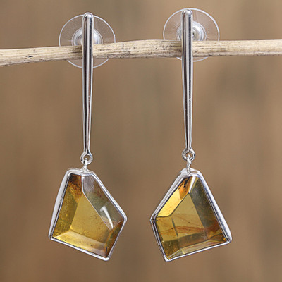 Amber dangle earrings, Modern Crystals