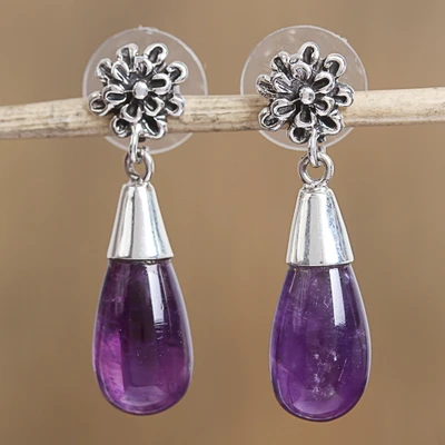 Amethyst dangle earrings, Lovely Nectar