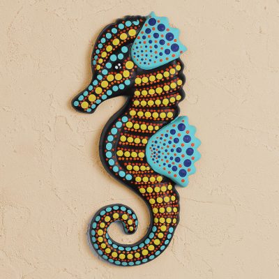 Ceramic wall art, Festive Seahorse