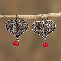 Sterling silver filigree dangle earrings,