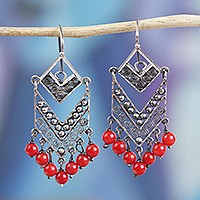 Sterling silver filigree chandelier earrings,