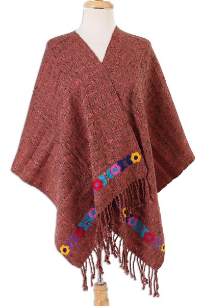 Cotton shawl, Spring Bouquet in Flamingo