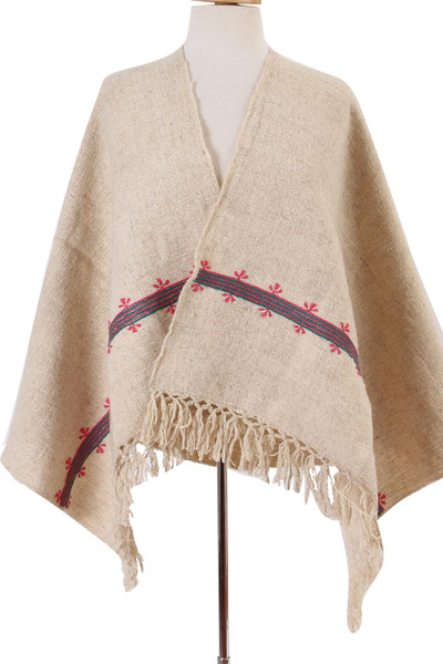 Wool shawl, Mayan Landscape in Ivory