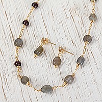 Labradorite and garnet jewelry set,