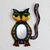 Tin wall mirror, 'Floral Cat' - Floral Cat Tin Wall Mirror Handcrafted in Mexico (image 2) thumbail