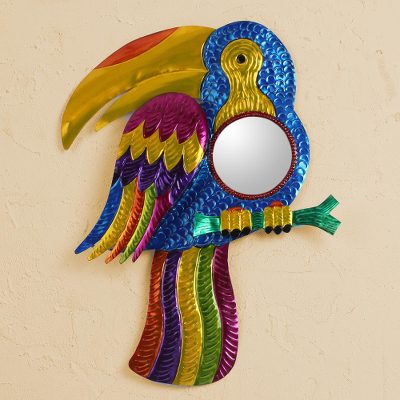 Tin wall mirror, Gleaming Toucan