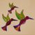 Tin wall art, 'Hummingbird Family in Fuchsia' (set of 3) - Tin Hummingbird Wall Art in Fuchsia from Mexico (Set of 3) (image 2) thumbail