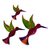 Tin wall art, 'Hummingbird Family in Fuchsia' (set of 3) - Tin Hummingbird Wall Art in Fuchsia from Mexico (Set of 3) thumbail