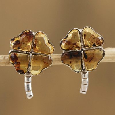 Amber button earrings, Ancient Luck