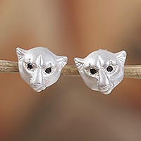 Sterling silver button earrings,