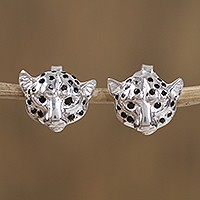 Sterling silver button earrings,