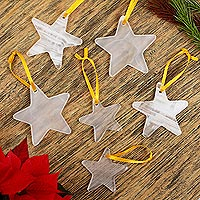 Onyx ornaments, 'Star of the East' (set of 6) - Set of 6 Natural Onyx Star Ornaments Handcrafted in Mexico