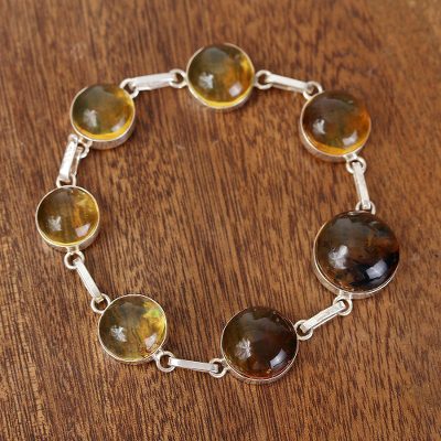 Amber link bracelet, Moonlight Gold