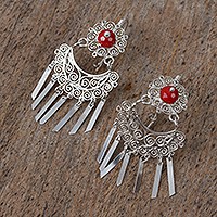Sterling silver filigree chandelier earrings,