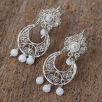 Agate filigree chandelier earrings,