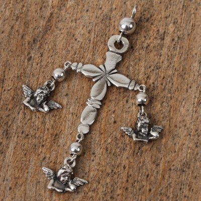 Sterling silver pendant, Cross of Angels