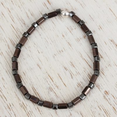 Hematite beaded stretch anklet, Metallic Elegance