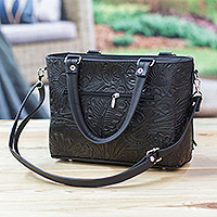 Featured review for Leather shoulder bag, Flower Carrier in Black
