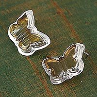 Amber button earrings,