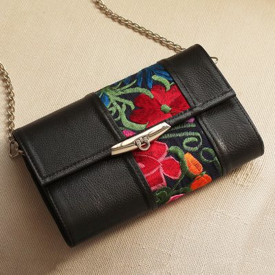 Cotton accented leather baguette, Mexican Enchantment