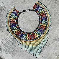 Glass beaded waterfall necklace,