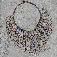Glass beaded waterfall necklace,