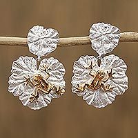 Gold accented sterling silver dangle earrings,
