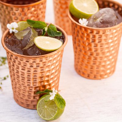 Copper tumblers, Square Gleam (set of 4)