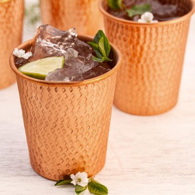 Copper tumblers, Diamond Gleam (set of 4)