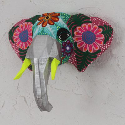 Hand-painted wall sculpture, Silver Trunk