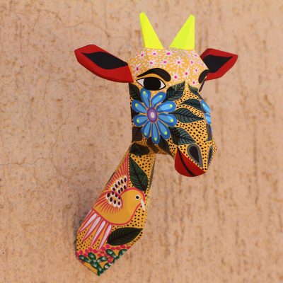 Hand-painted wall sculpture, Floral Giraffe