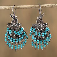 Agate filigree waterfall earrings,