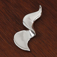 Sterling silver pendant, 'Waves and Equilibrium' - Wavy Sterling Silver Pendant from Mexico