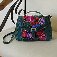 Featured review for Cotton accent leather handbag, Lush Tropics