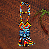 Glass beaded pendant necklace, 'Splendorous Deer' - Colorful Deer-Themed Glass Beaded Pendant Necklace