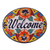 Ceramic wall sign, 'Talavera Welcome' - Floral Talavera-Style Ceramic Welcome Wall Sign from Mexico thumbail