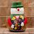Ceramic candle holder, 'Festive Snowman' - Talavera-Style Ceramic Snowman Candle Holder from Mexico thumbail
