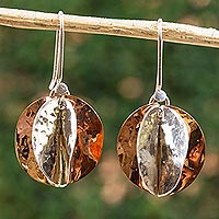 Sterling silver and copper dangle earrings, 'Light of the Afternoon' - Modern Taxco Sterling Silver and Copper Dangle Earrings