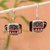 Silver and ceramic dangle earrings, 'Paquime Tradition' - Hand-Painted Cultural Silver and Ceramic Dangle Earrings thumbail