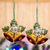 Ceramic ornaments, 'Yellow Bells' (pair) - Hand-Painted Yellow Ceramic Bell Ornaments (pair) (image 2) thumbail