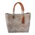 Leather accented plastic tote, 'Golden Zigzags' - White and Gold-Tone Leather Accented Plastic Tote (image 2a) thumbail